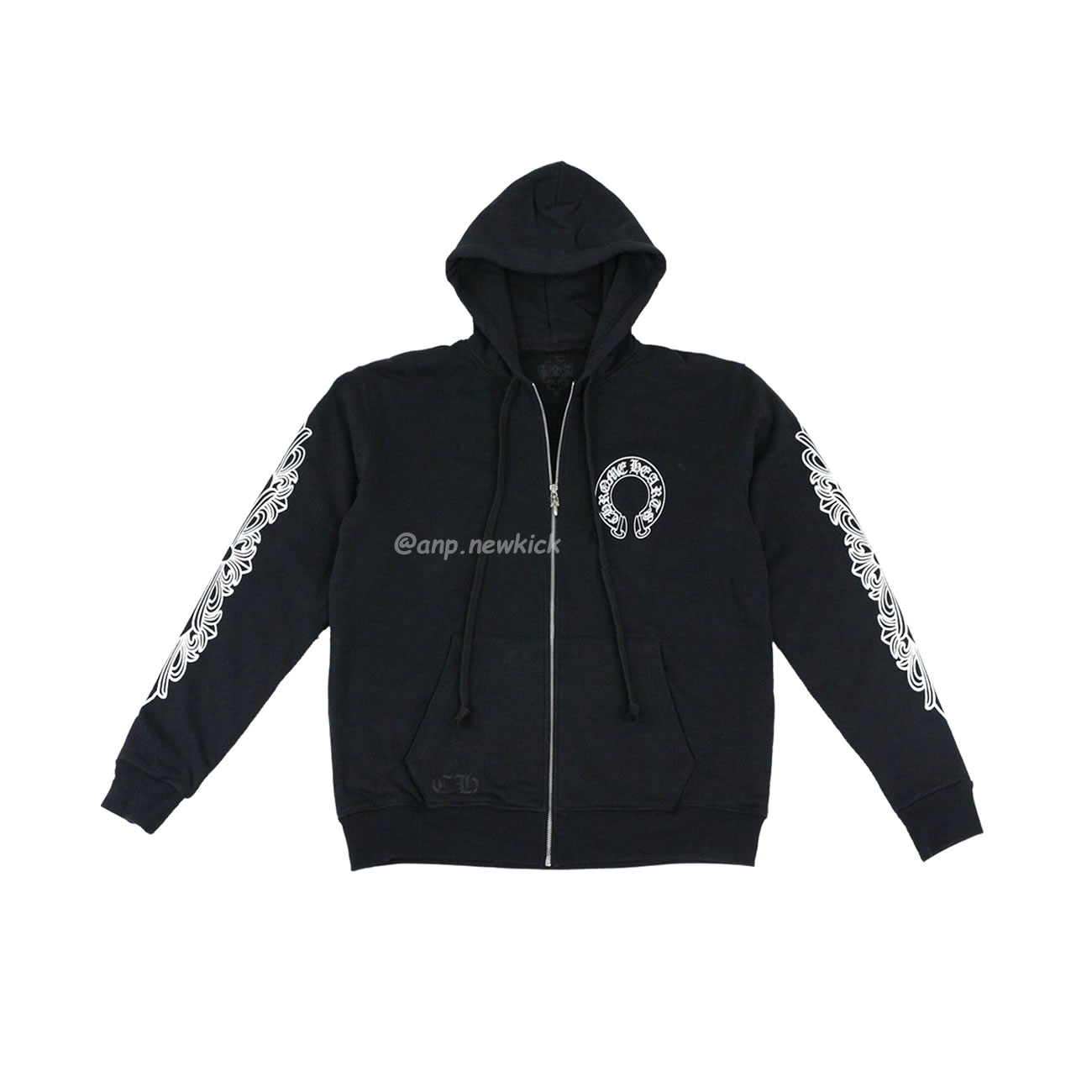 Chrome Hearts Horseshoe Floral Cross Sleeve Fleece Zip Hoodie (1) - newkick.cc